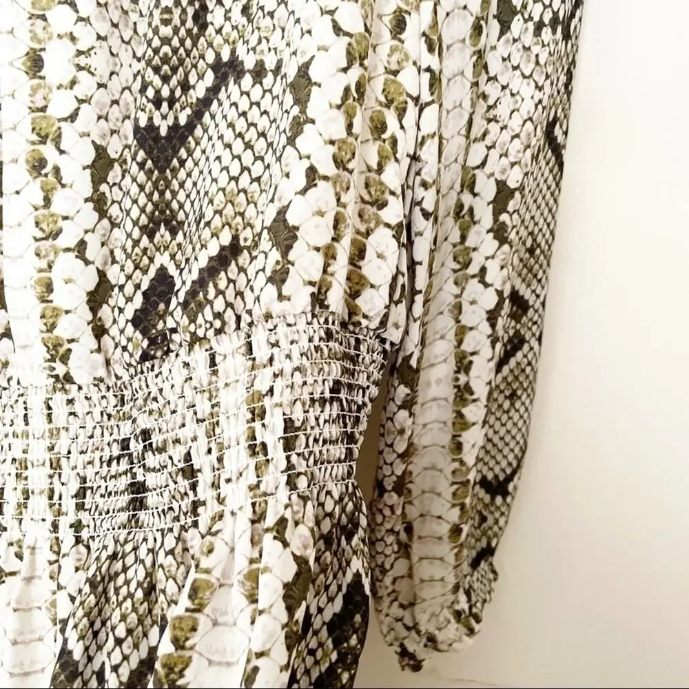 J.Crew Glendale Cinched-Waist Dress Snakeskin Print Size X-Small